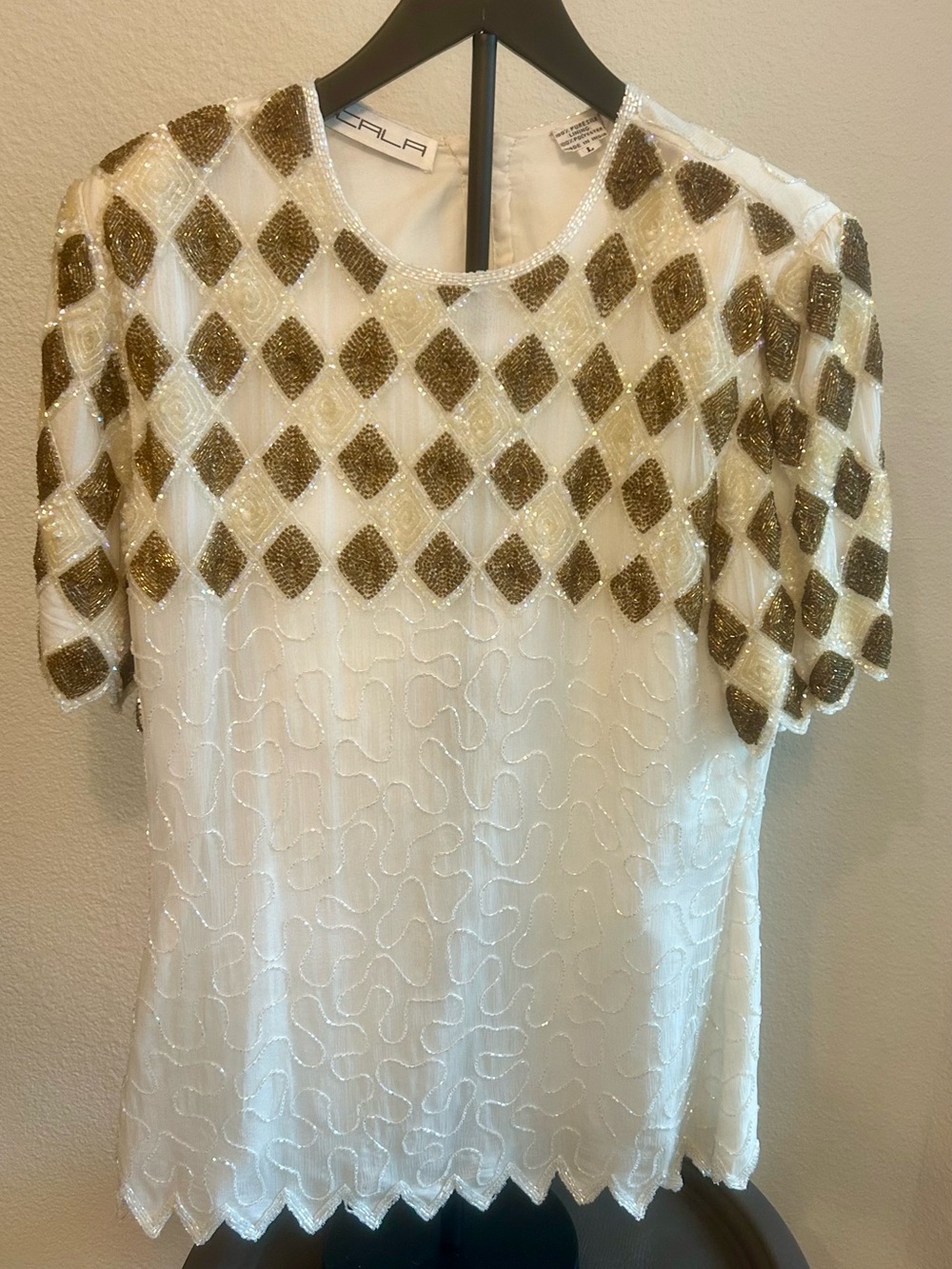 Scala Cream Tunic with Gold Diamond Embellishment